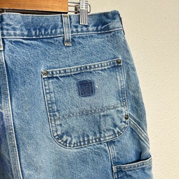 Carhartt B73 DST Double Knee Denim Pants 38 X 30 Loose OG Fit Work Distressed - Picture 6 of 11